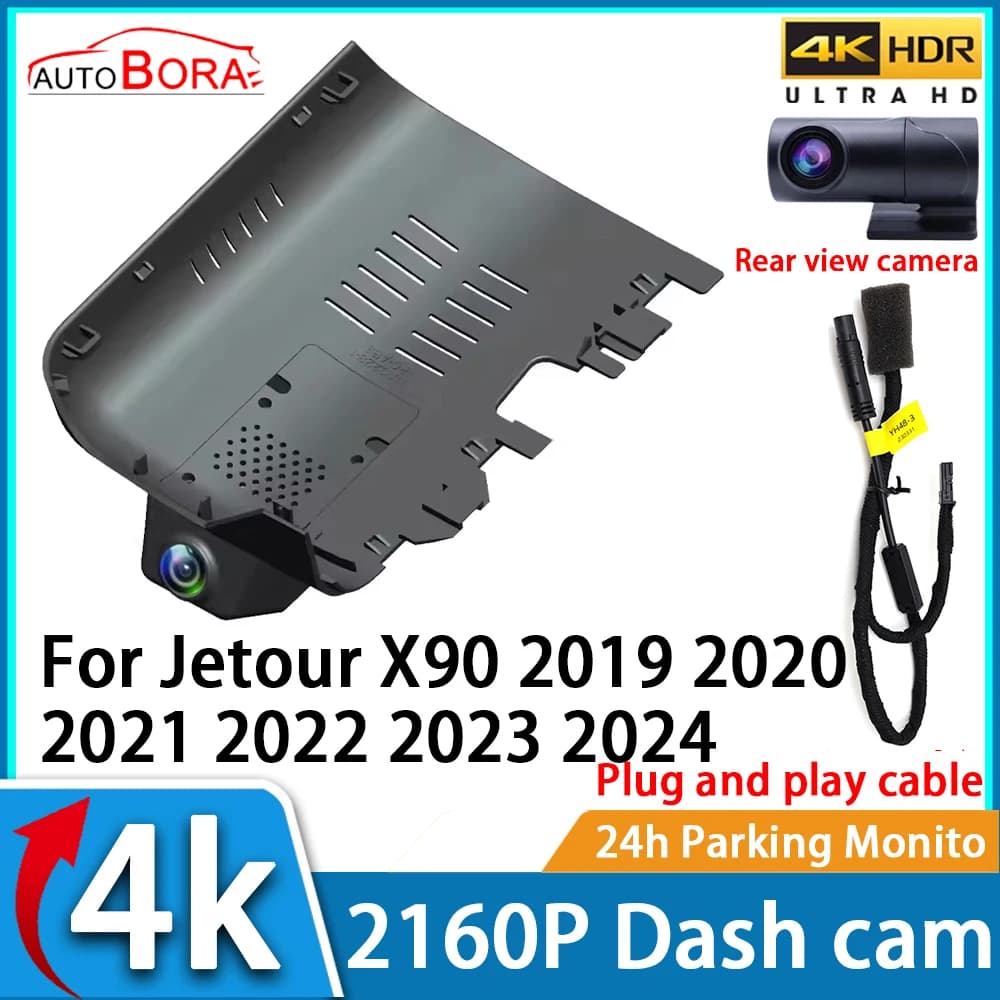 Video Recorder for Auto ZhuCamX with Night Vision UHD 4K 2160P DVR Dash Cam for Jetour X90 2019 2020 2021 2022 2023 2024