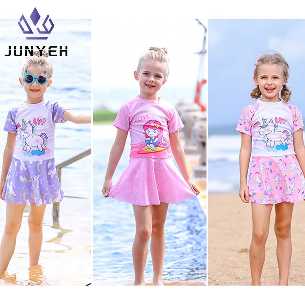 Costume da bagno intero per ragazza unicorno Costume da bagno intero per bambini Costume da bagno estivo ad asciugatura rapida Costume da bagno per bambina primavera calda per bambini 5-9 anni