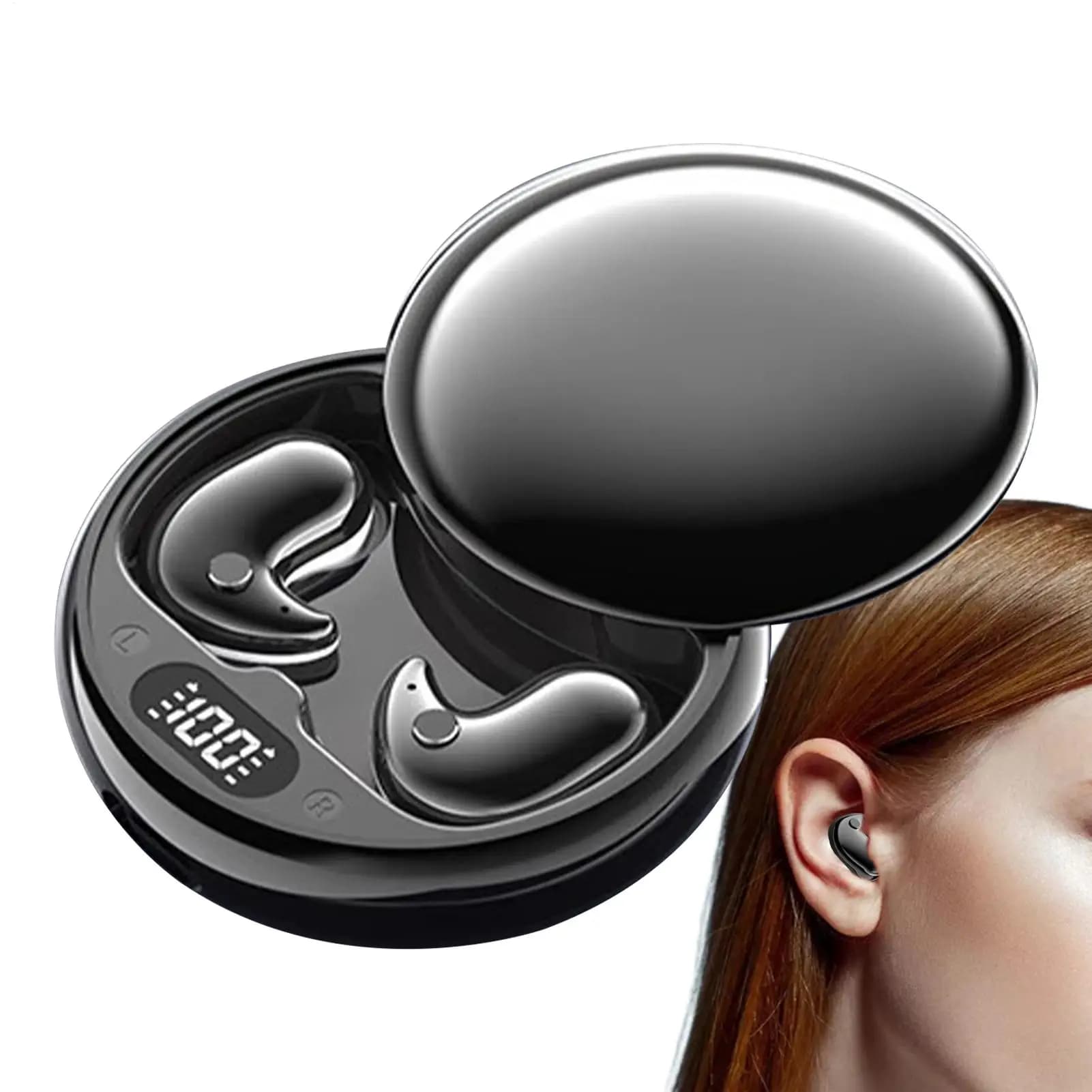 Wireless earphones Small earphones Invisible headphones for sleeping Rechargeable earphones LED display Ear plugs for men Women Calls