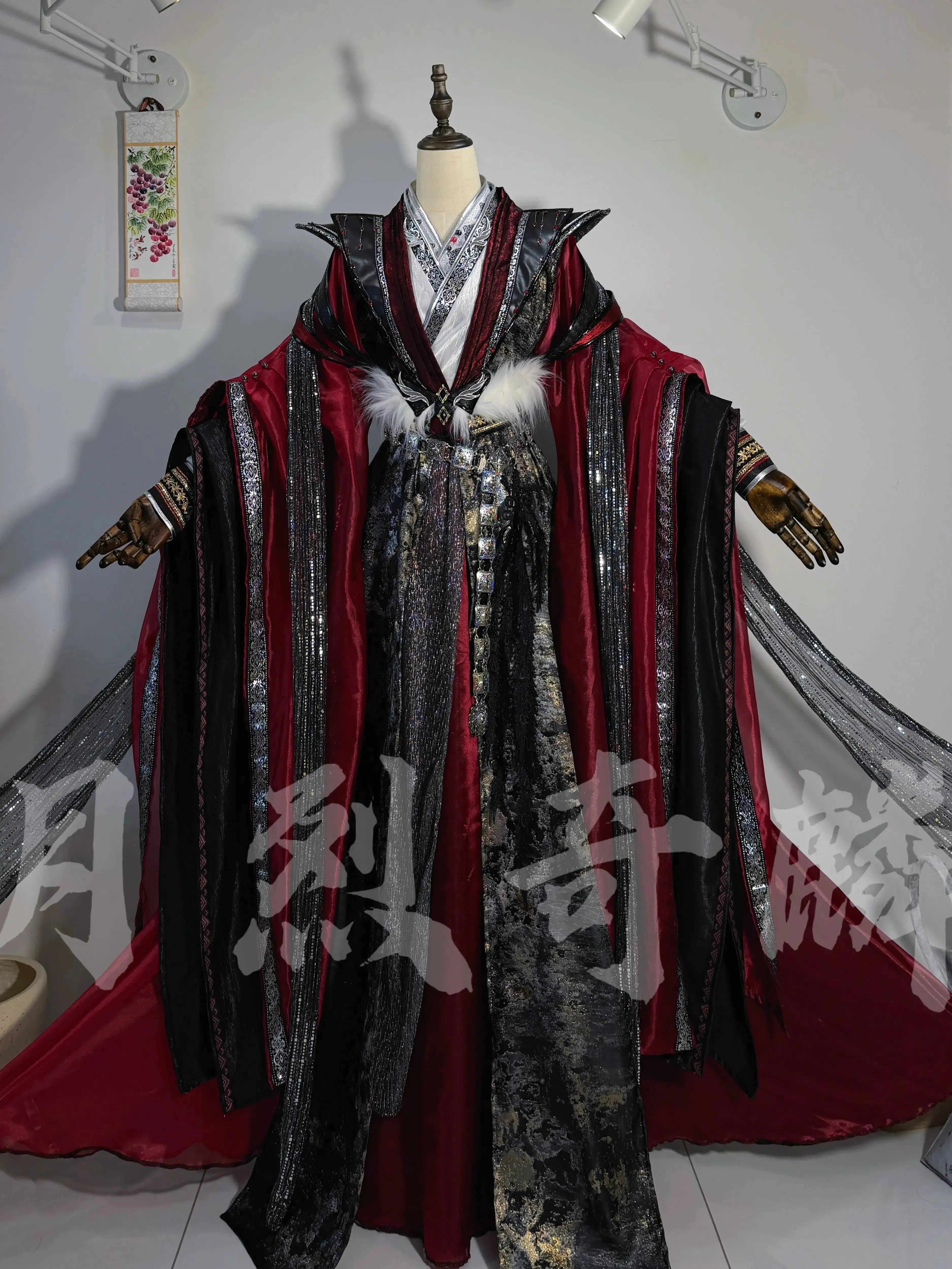 Ancient Costume by Luo Binghe, Cosplay Costume by Luo Binghe, Costume by Emperor Immortal Red and Black, Made to Measure