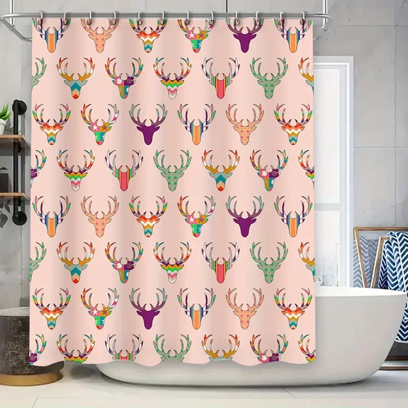 Decorazione da bagno in tessuto impermeabile con tenda da doccia con stampa di cervi colorati