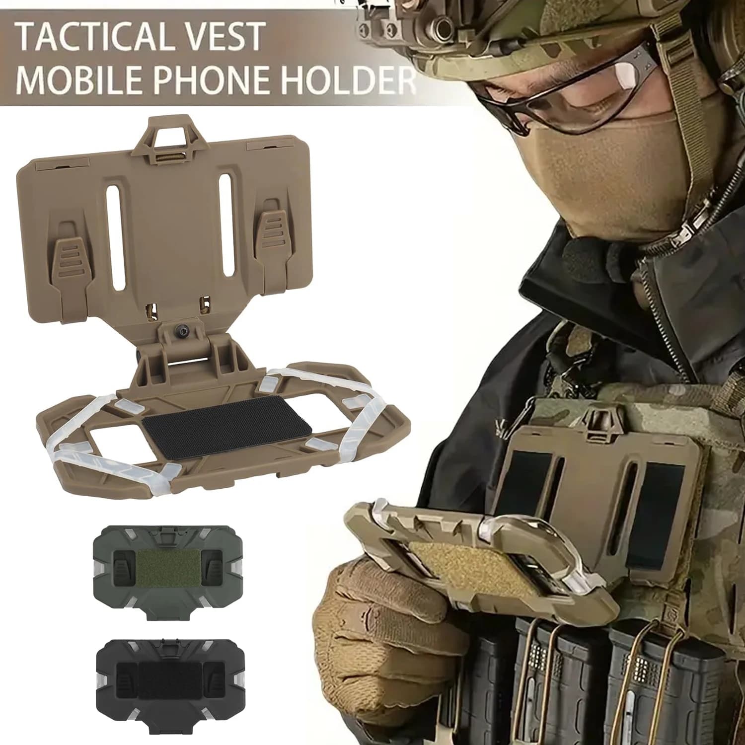 NUOVA scheda di navigazione tattica MOLLE piegata per telefoni cellulari, supporto per navigatore, gilet, borsa per il petto, pannello amministrativo, accessori per gilet da caccia