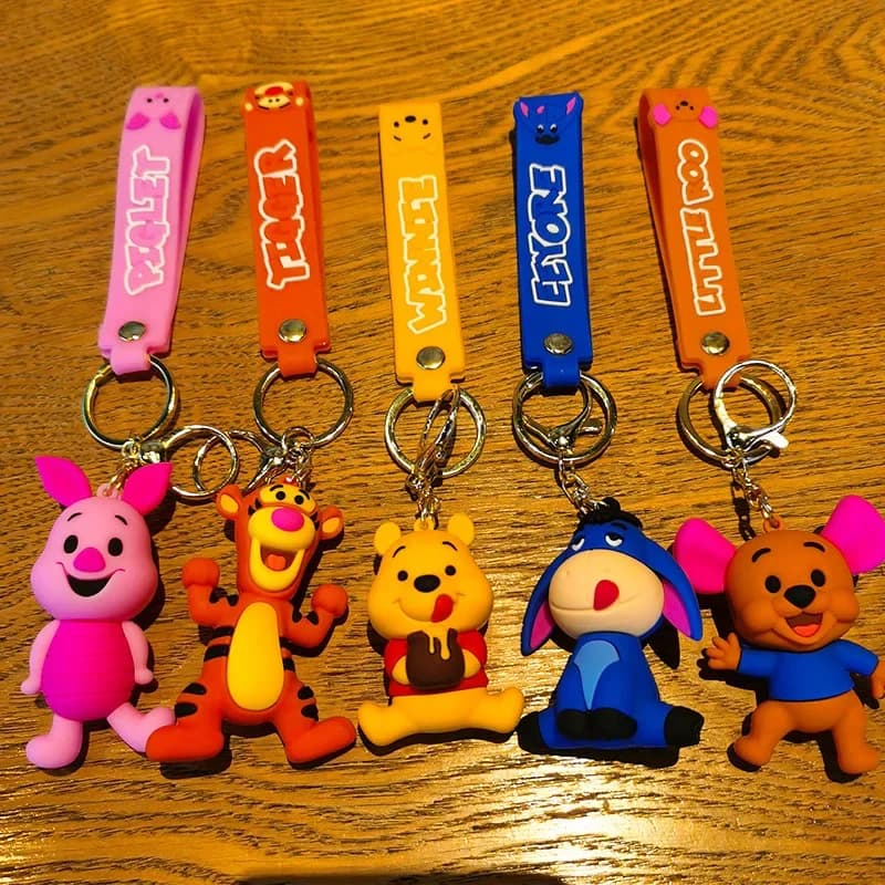 New Disney Creative Cartoon Teddy Bear Car Pendant Cute Keychain Pendant Wallet Decoration Keychain Pink Yellow
