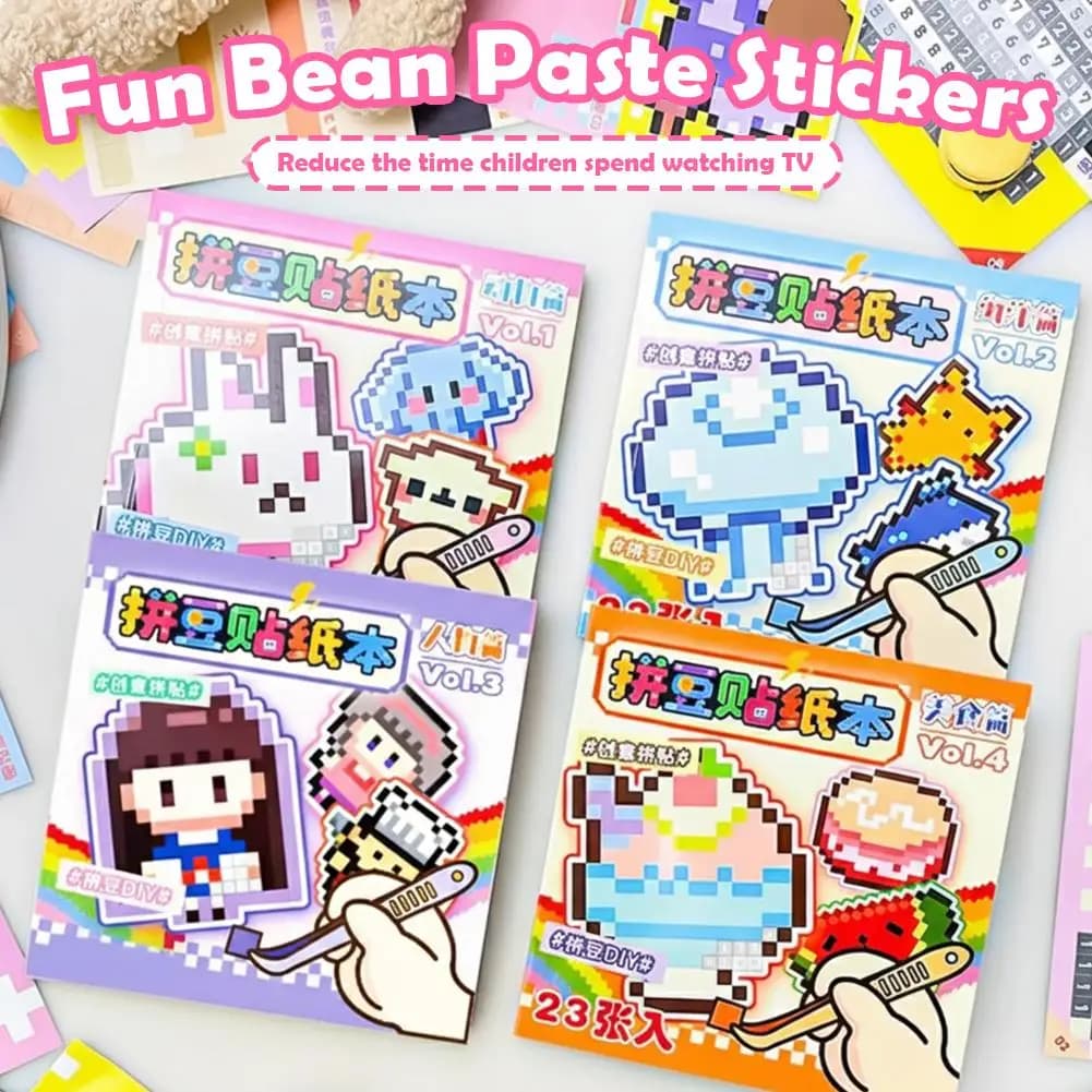 Adesivi con Perline Serie Everlasting di Piggy Gate, Puzzle Digitale 3D Pop-Up Creativo per Bambini, Adesivi in Stile Pixel Anime Cartoon