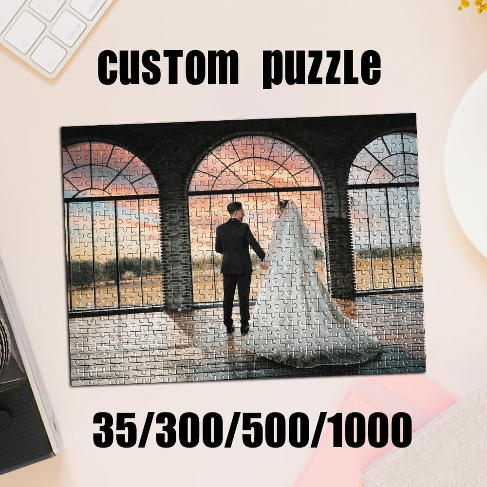 35/300/500/1000pcs Personalized Custom Photo Puzzle wedding photo Father's Day Back To School Halloween Christmas New Year