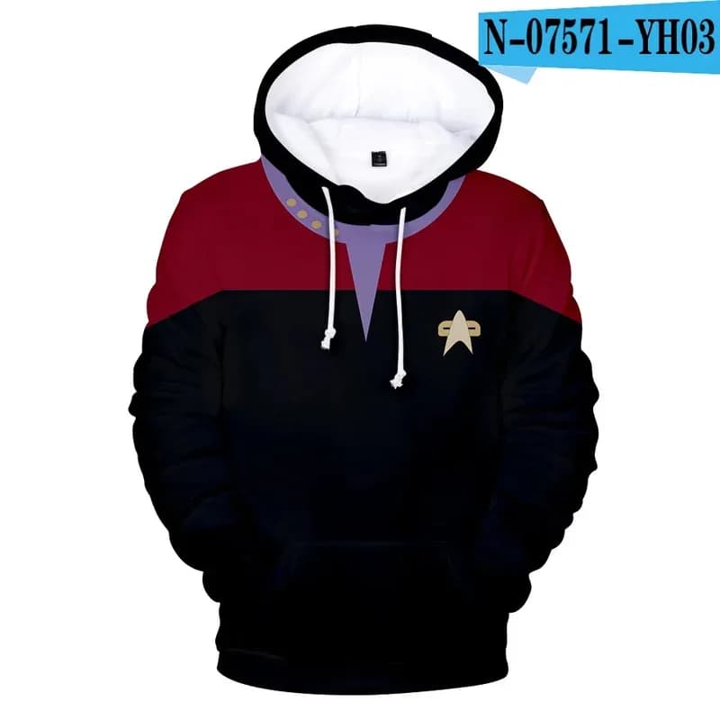 ♥ New 2026 Autumn and Winter Role Play Star Trek 3D Digital Printed Men's Hoodie Fashion Street Wear Sweatshirt Dai ★Bear House