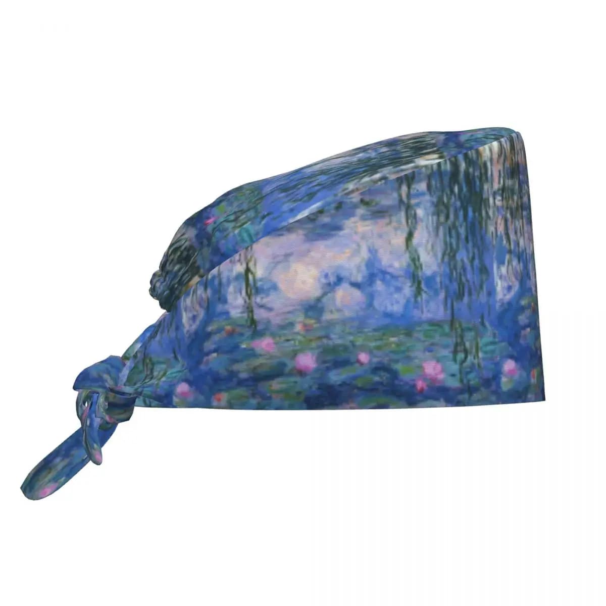 Claude Monet - Water Lilies Scrub Hat Cappello chirurgico da lavoro per medici, uomini e donne, cappelli infermieristici regolabili per dentisti