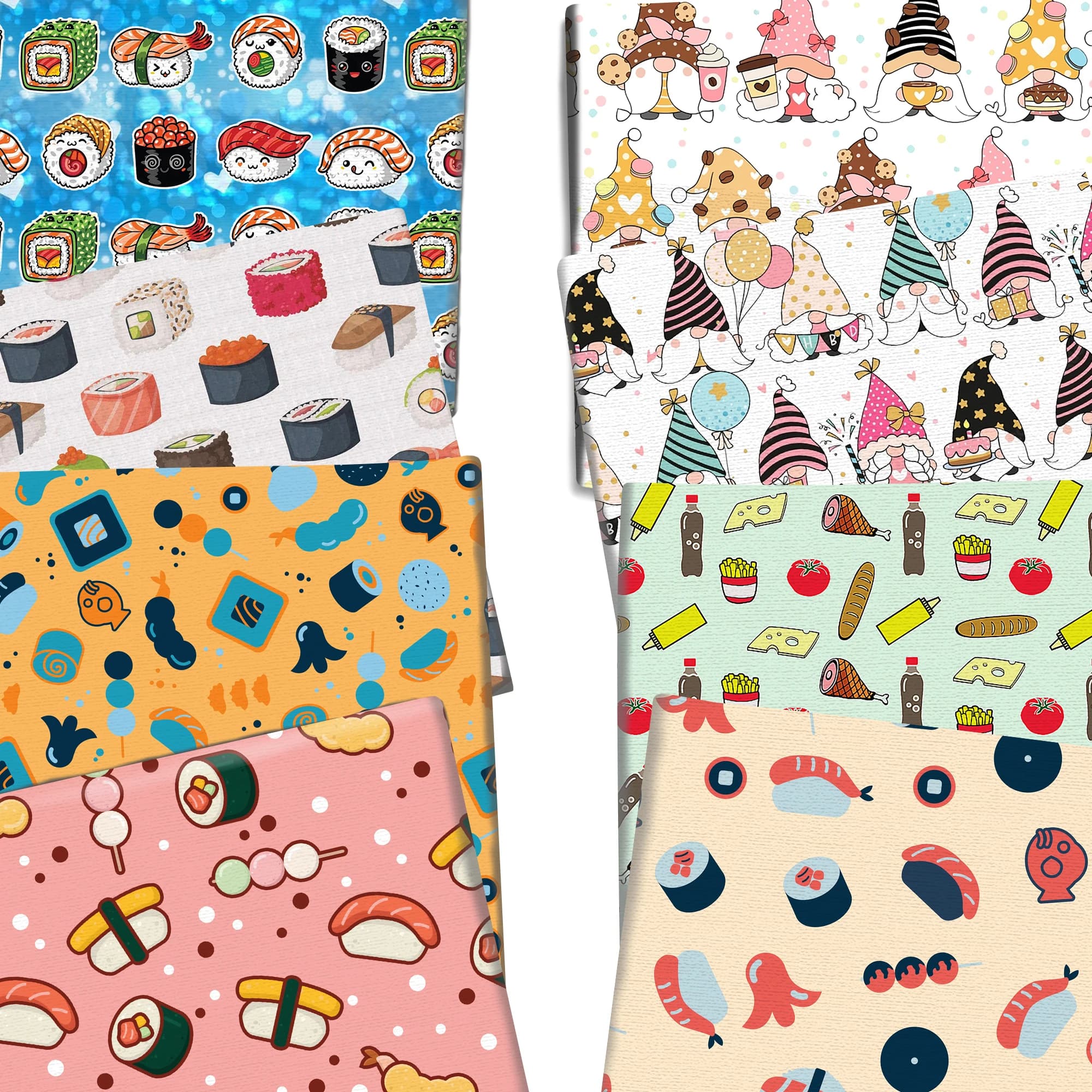 50*145cm Food Christmas Sushi Polyester Cotton/Pure Cotton Canvas Fabric Tissue Sewing Quilting Needlework Material