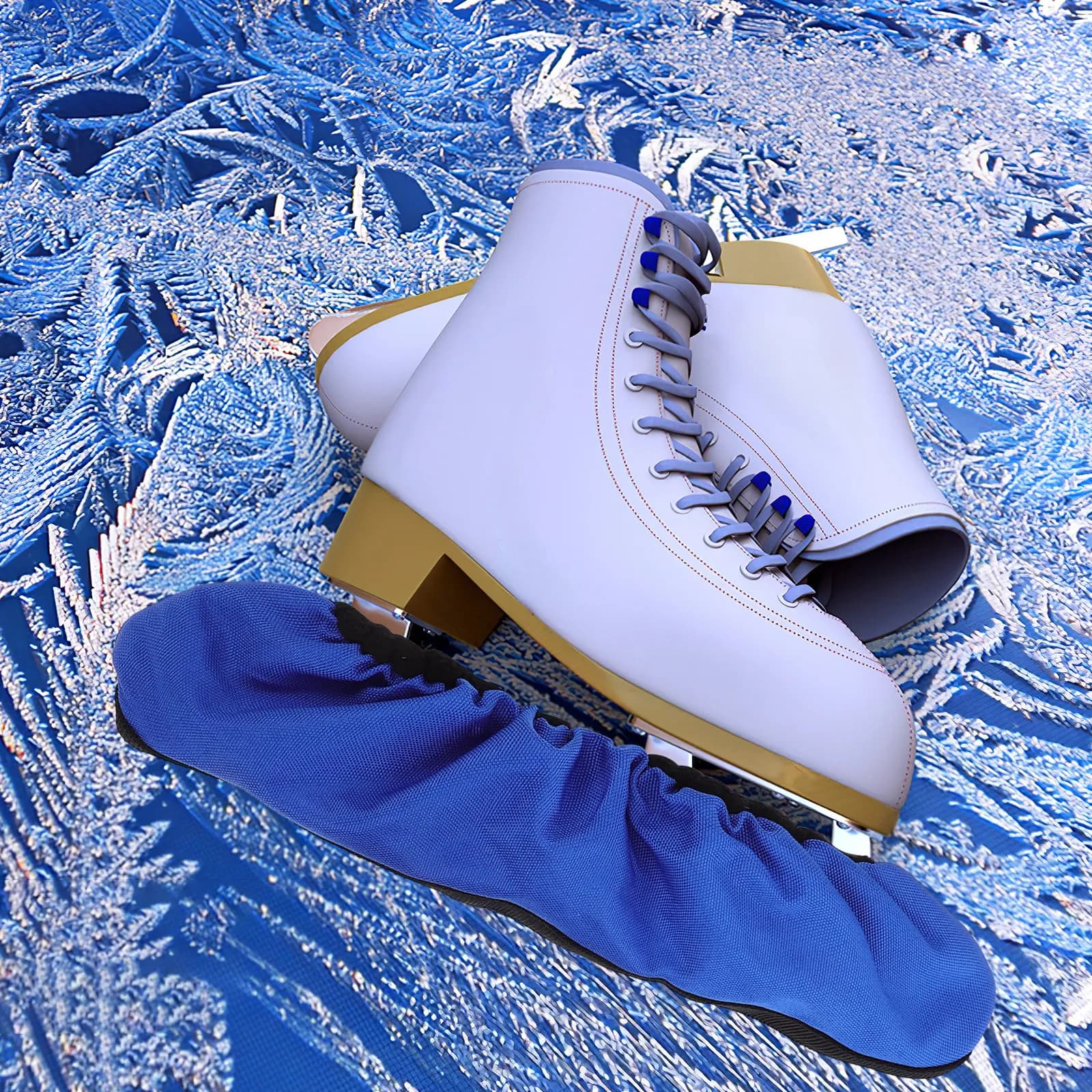 1 paio di protezioni per lame di pattini, coprilame elastici per pattini da hockey su ghiaccio, proteggono le lame da scaglie, graffi e danni.