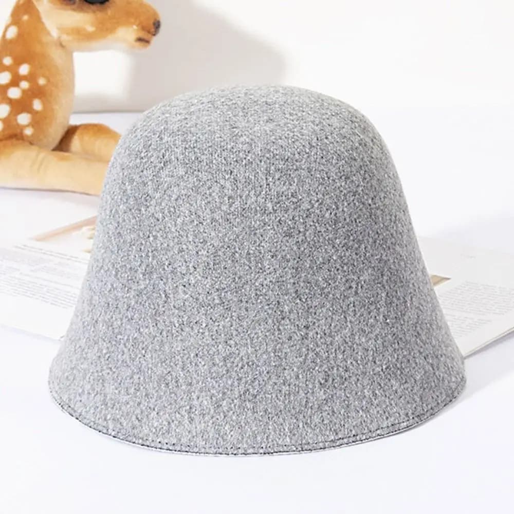 Beanies Wool Bucket Hat Solid Color Bell-shaped Wool Fisherman Hat Panama Hat Women