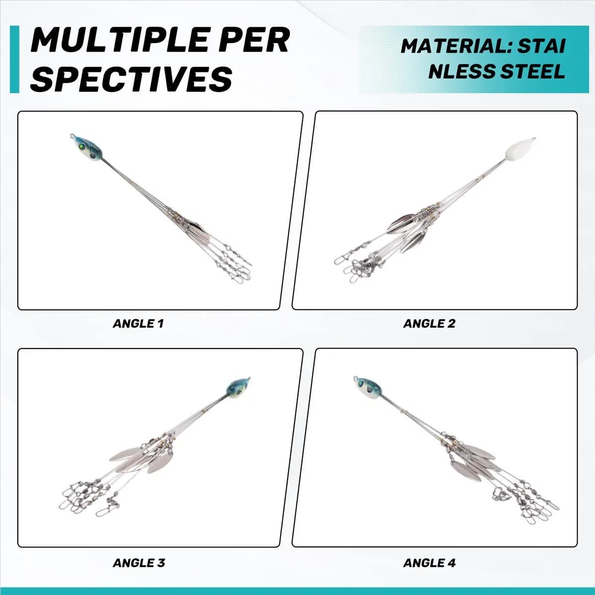 X07A Alabama Umbrella Rigs per la pesca di Bass e Striper, Kit di esche artificiali Swimbait per acqua dolce, Blu