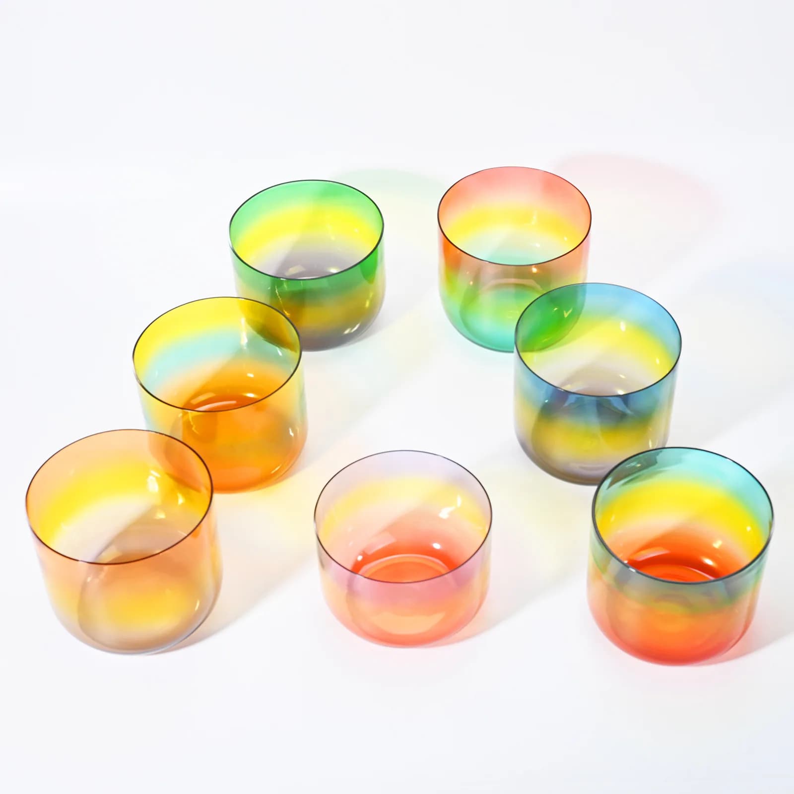 Rainbow Transparent Crystal Bowl/Colored Singing Bowl/Yoga Meditation Singing Bowl/Baptismal Meditation Percussion Bowl