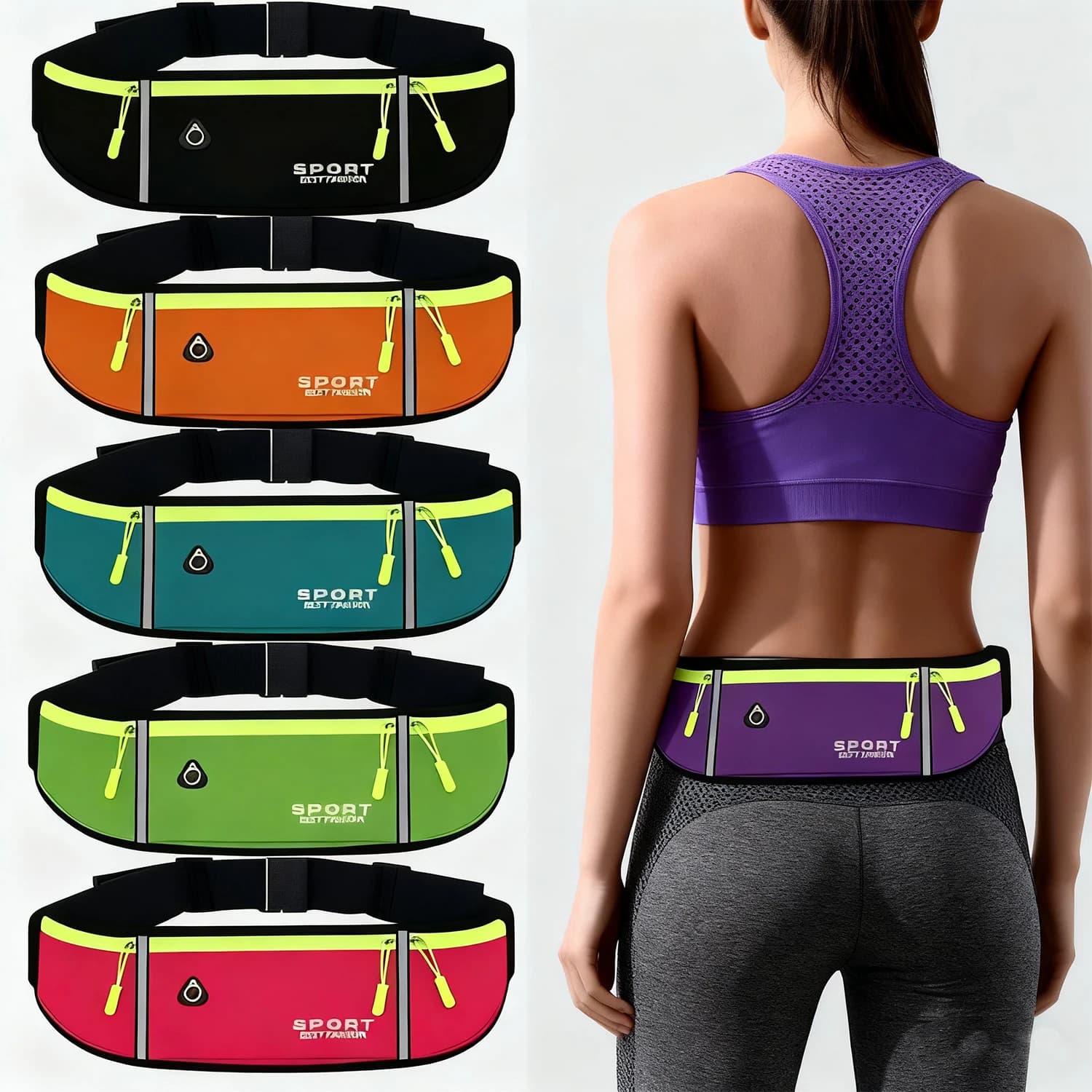 Mobile Waist Waist Bag, Bike Race Hinge, Key Card Holder Bottle, Safety Reflective Sports Belt, Unisex, Comfortable