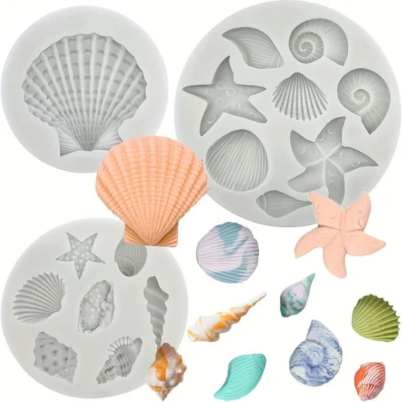 3 pezzi/set, set di stampi per conchiglie, forma irregolare, adatto per argilla polimerica, sapone, artigianato fai-da-te, produzione di candele: durevole e facile da usare