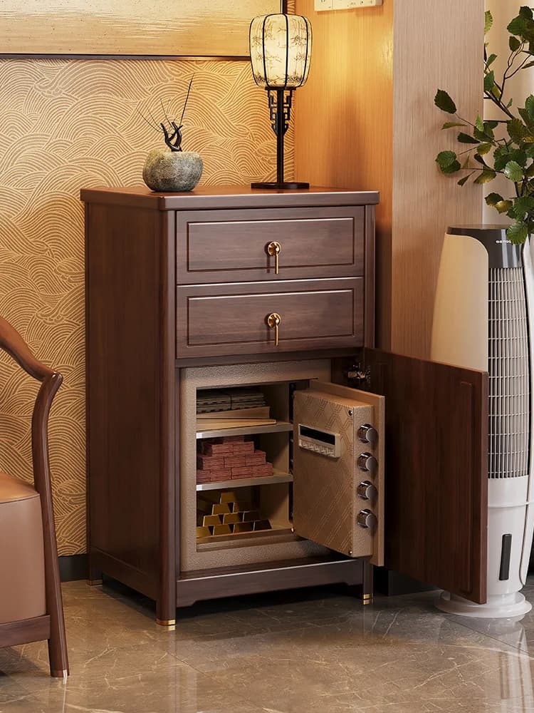 Comodino in legno massello, cassaforte, integrato con blocco password impronta digitale, nuova cassaforte antifurto nascosta intelligente per uso domestico