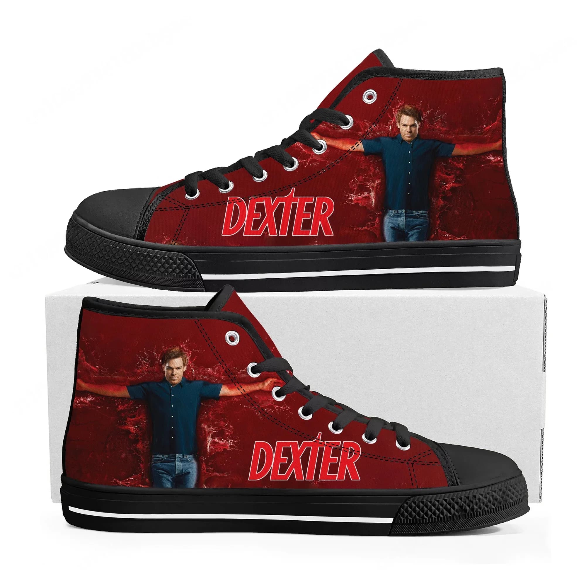 Dexter TV Show Morgan High Top Sneakers Custom Canvas Shoes with Teen Woman Laces