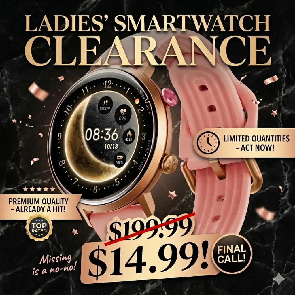 Clearance Price! Women's Smartwatch with AMOLED HD Touch Price High Quality Low Price 5ATM Waterproof Fitness Health Tracking