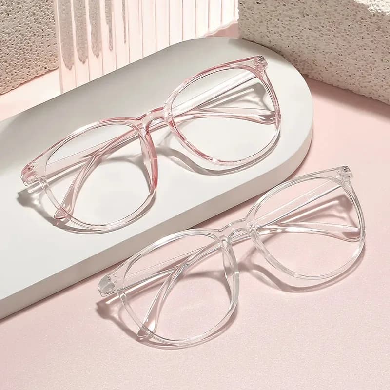 Ultra-light Computer Glasses with Large Transparent Montature, Round Glasses Blue Light for Women, Eye Protection