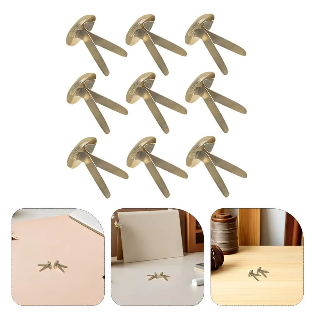 200 Pieces Brads in Electroplated Metal, Golden Round Closures for Paper with Plastic Portable Box for Scrapbooking and Fai-da- ♪
