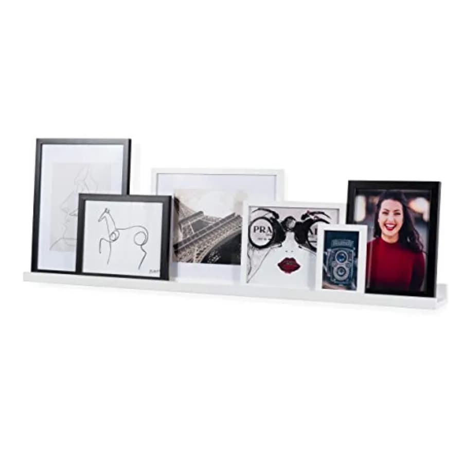 Mensola Portafoto Denver 46 Pollici, Scaffali in Legno da Parete per Cornici, Libri, Libreria per Soggiorno e Camera da Letto