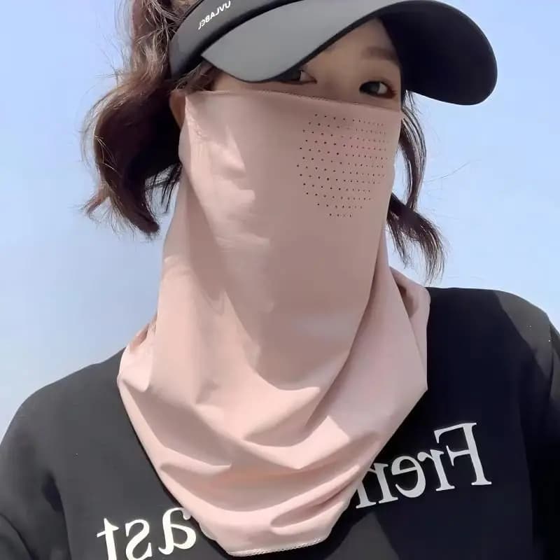 Breathable Soft Ice Silk UV Sun Protection Face Mask Adjustable Summer Outdoor Activities Unisex Face Scarf