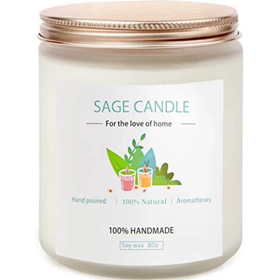 Sage Candle for Cleansing House, 8Oz 45 Hrs Soy Wax Sage Scented Candles for Home Scented Candle, for House Energy Cleansing, B