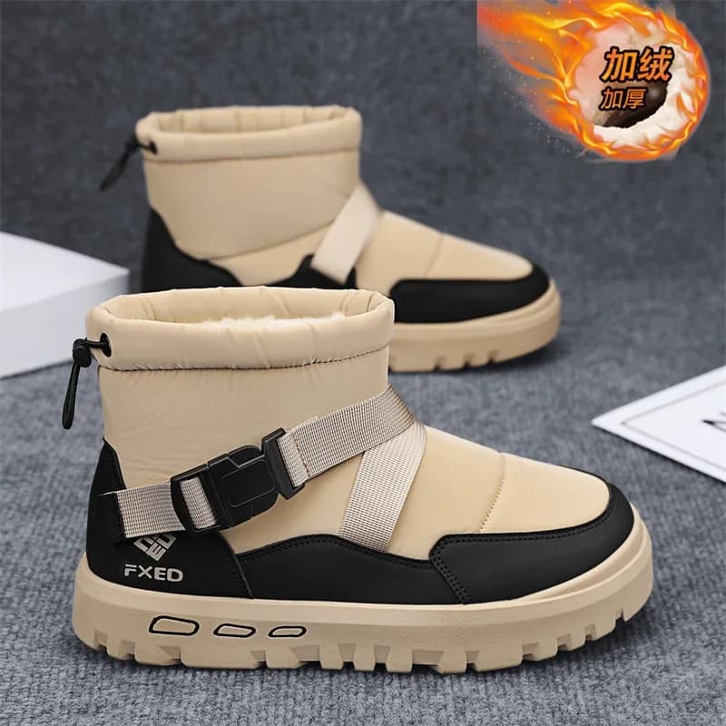 Scarpe invernali da uomo alte con suola spessa Stivali da neve impermeabili resistenti al freddo in cotone caldo foderato in pile antiscivolo