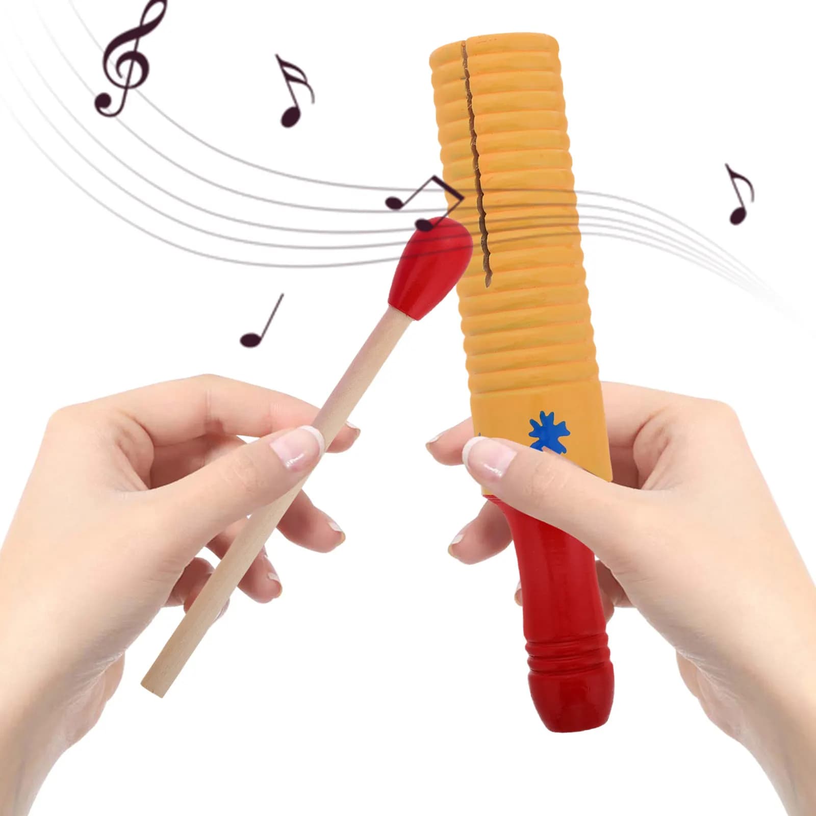 Wooden Rhythm Block with Stick Montessori Musical Instrument for Toddlers Preschool Learning Early Childhood Education