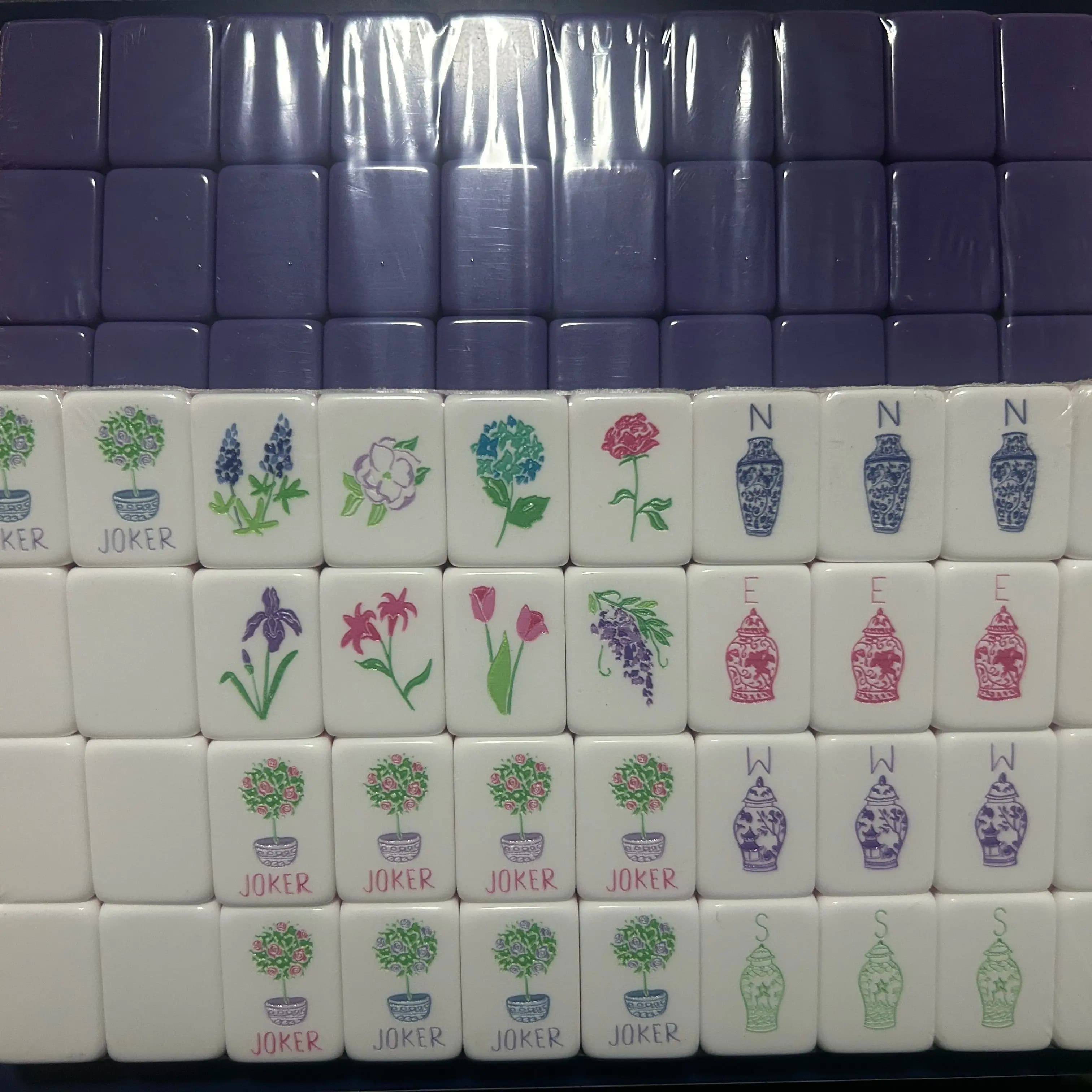 Luxury American Mahjong Tiles 160pcs High Quality 4 Layers Color Acrylic Mahjong Game Set with Custom Patterns for US Market