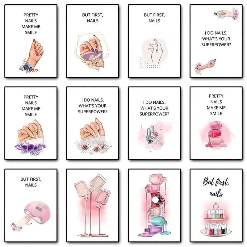 2026 Beauty Salon Manicure Nail Polish Aesthetic Canvas Painting Posters And Prints Wall Art Picture For Living Room Decorati