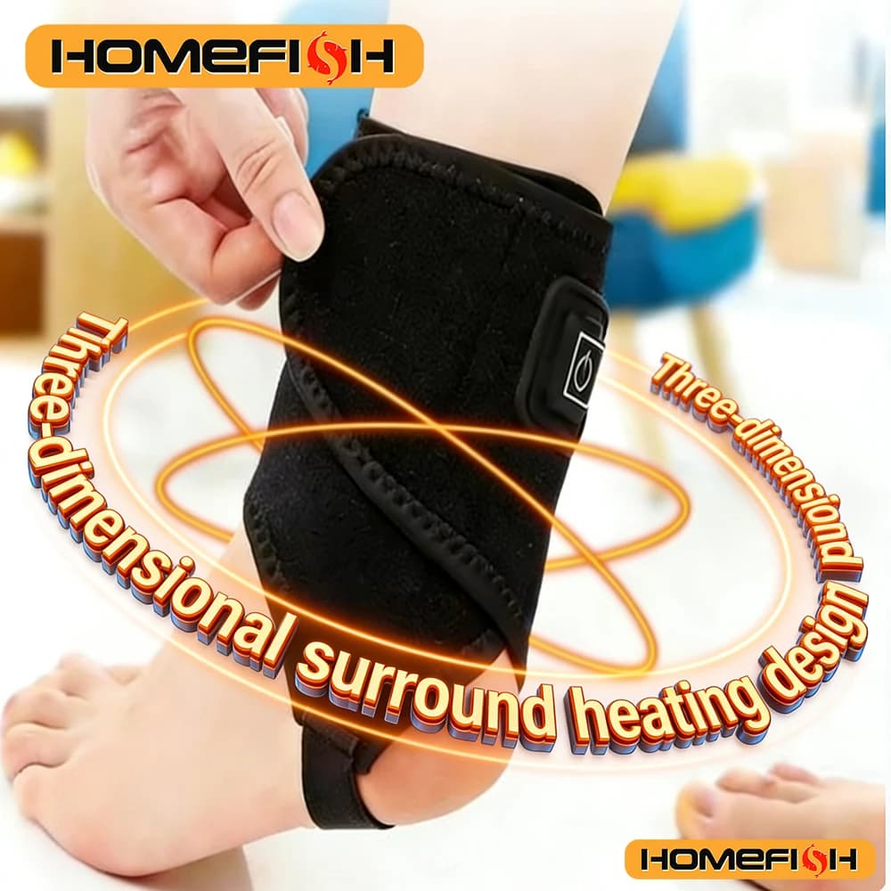 Autumn-Winter Ankle Warm Band - Adjustable Black Heating, Lightweight Portable Warming Support