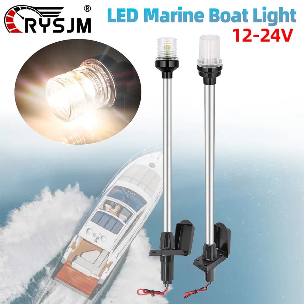 Luce di Navigazione LED 12V-24V, Lampada di Ancoraggio 22 Pollici, Luce per Barche e Yacht, Lampada di Segnalazione Impermeabile per Navigazione