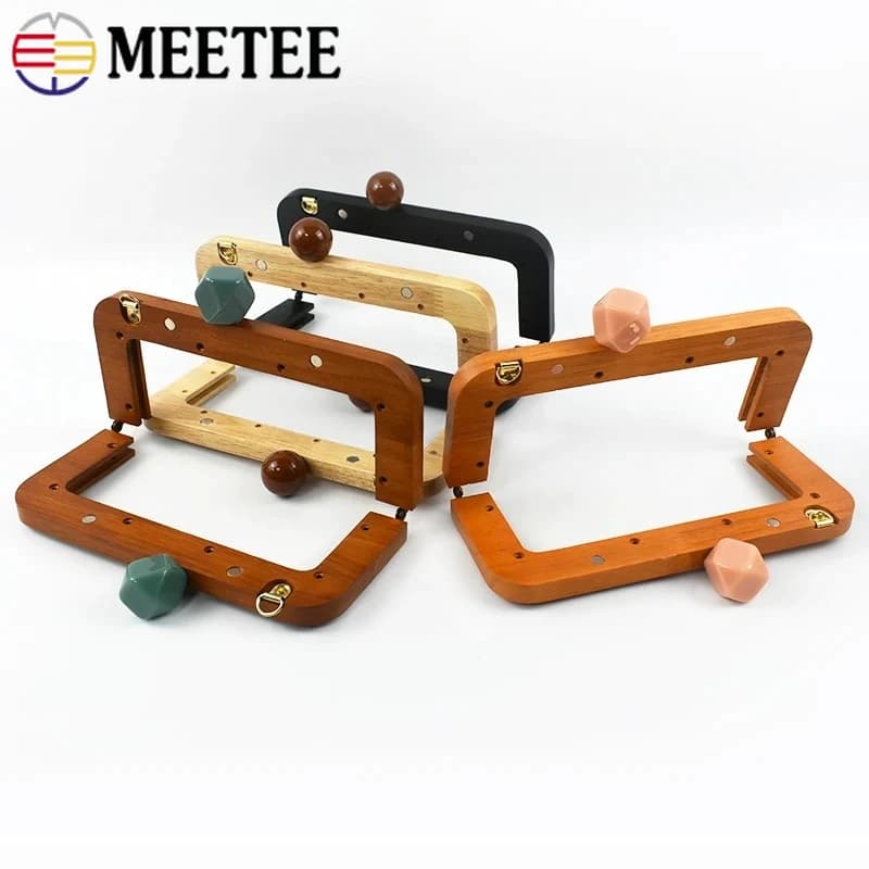 1Pc 20*8cm Maniglia per borsa in legno Telaio per borsa Maniglie per testa in resina Staffe di chiusura per portafoglio Chiusura a bacio Borse fai da te Accessori per borse