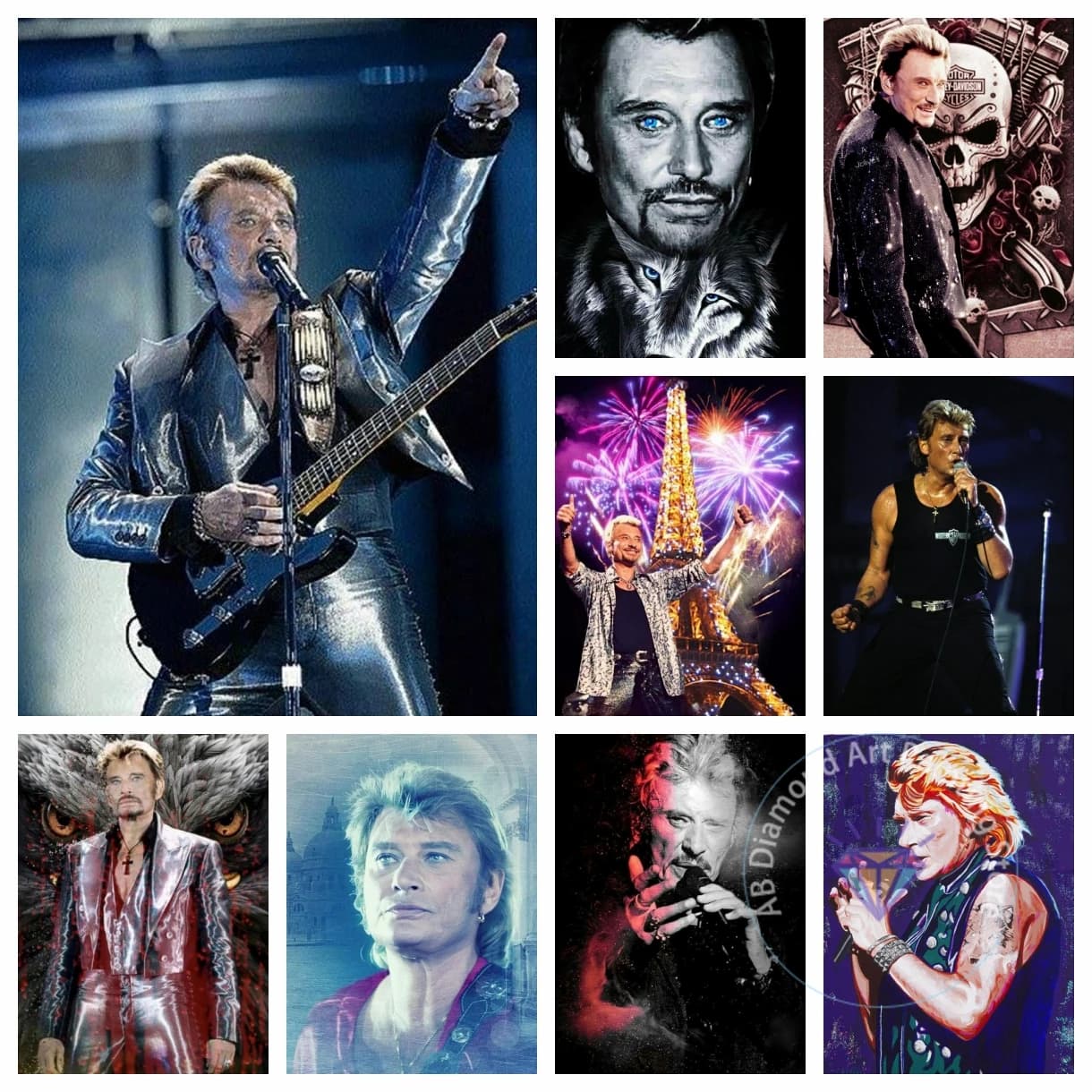 J-Johnny-y-H-Hallyday French rock star Diamond Painting Kit DIY Embroidery Cross Stitch Handmade Art Gift Crafts Home Decor Gift
