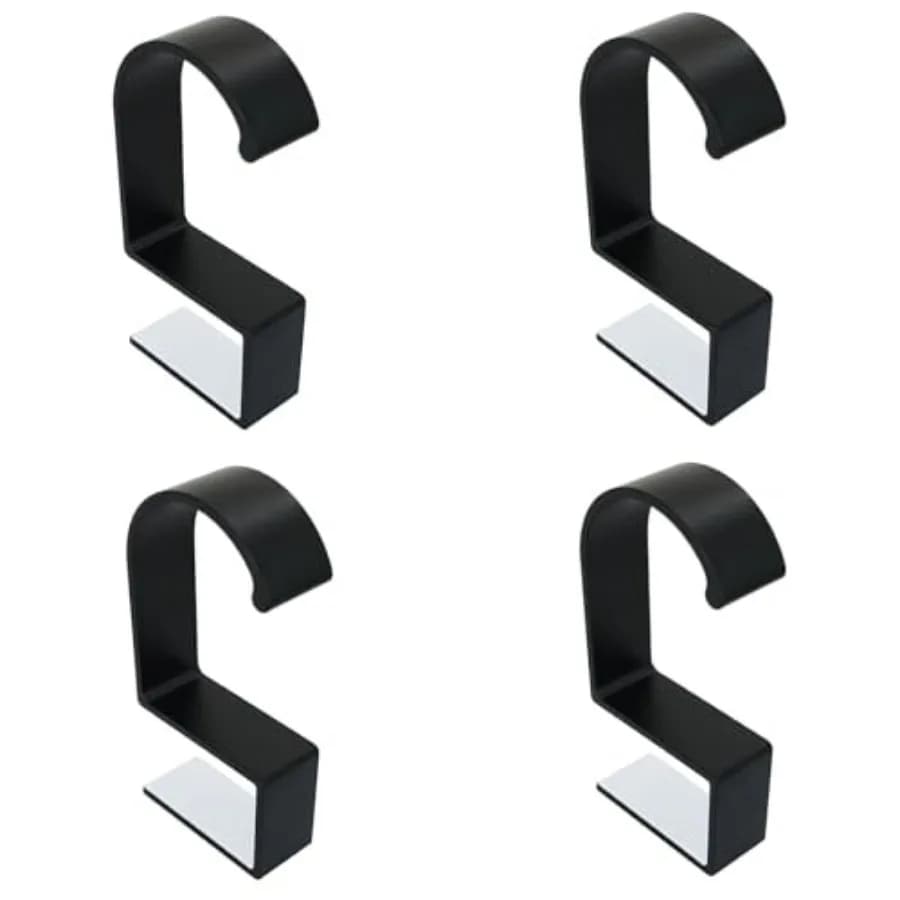 4PCS Black Aluminium Alloy Table Edge Hook 100x48mm Wallet Hook Holder for Hanging Umbrellas Key Cup Earphones