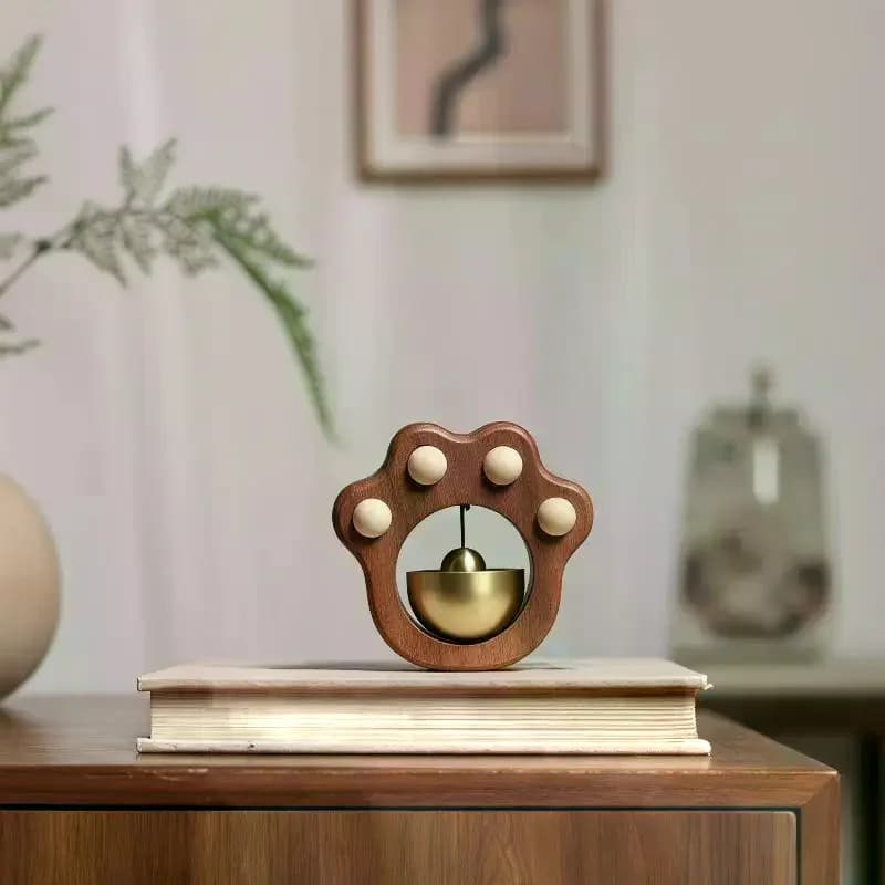 Cat Claw Cartoon Doorbell Door Opening Reminder Wind Chime Japanese Style Solid Wood Magnetic Copper Bell Home Decorationation