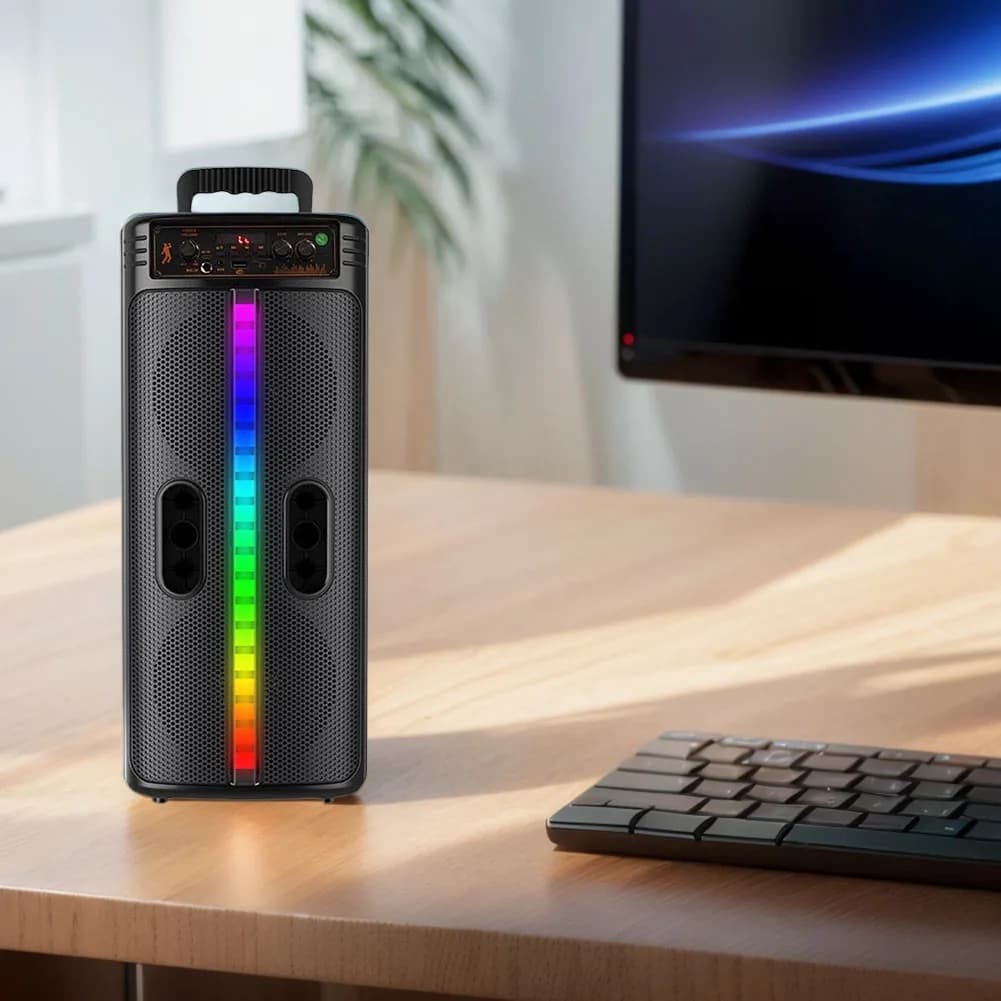 Altoparlante compatibile con Bluetooth Altoparlante stereo Altoparlante con luci colorate Doppio subwoofer Altoparlante da esterno per viaggi, interni ed esterni