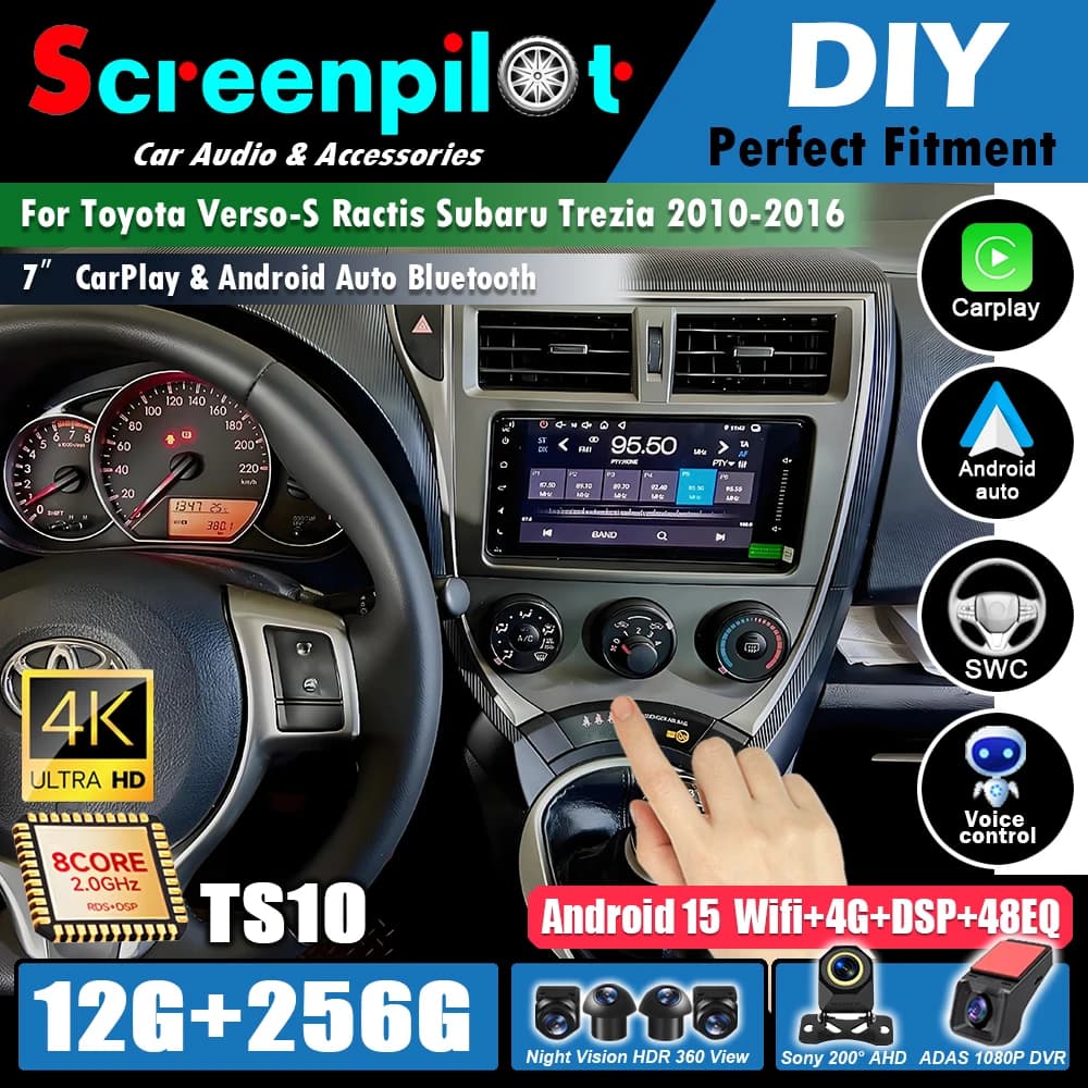 For Toyota Verso-S Ractis Subaru Trezia 2010 - 2016 Android 16Car Radio Multimedia Video Player Auto Carplay GPS Navigation 5G