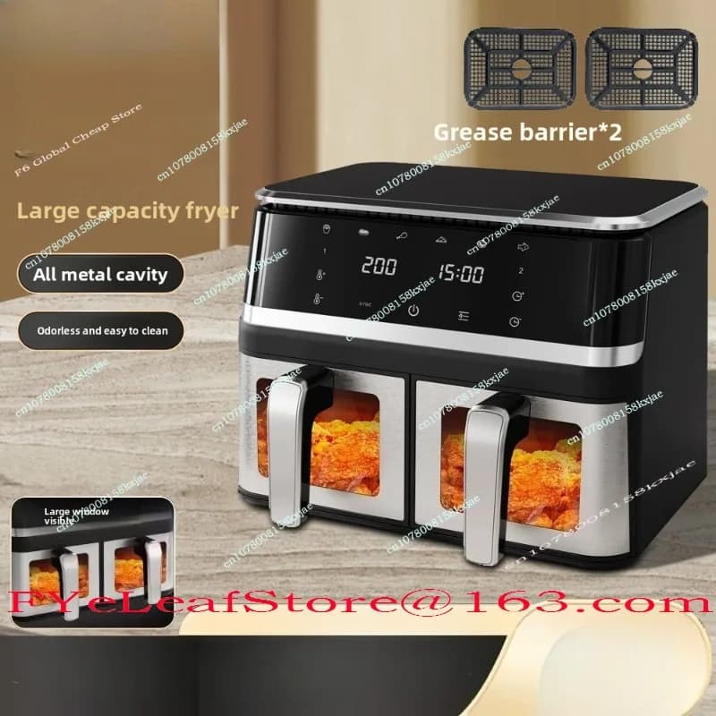 Large Capacity Multifunctional Electric Fryer Stainless Steel Double Bile Air Fryer