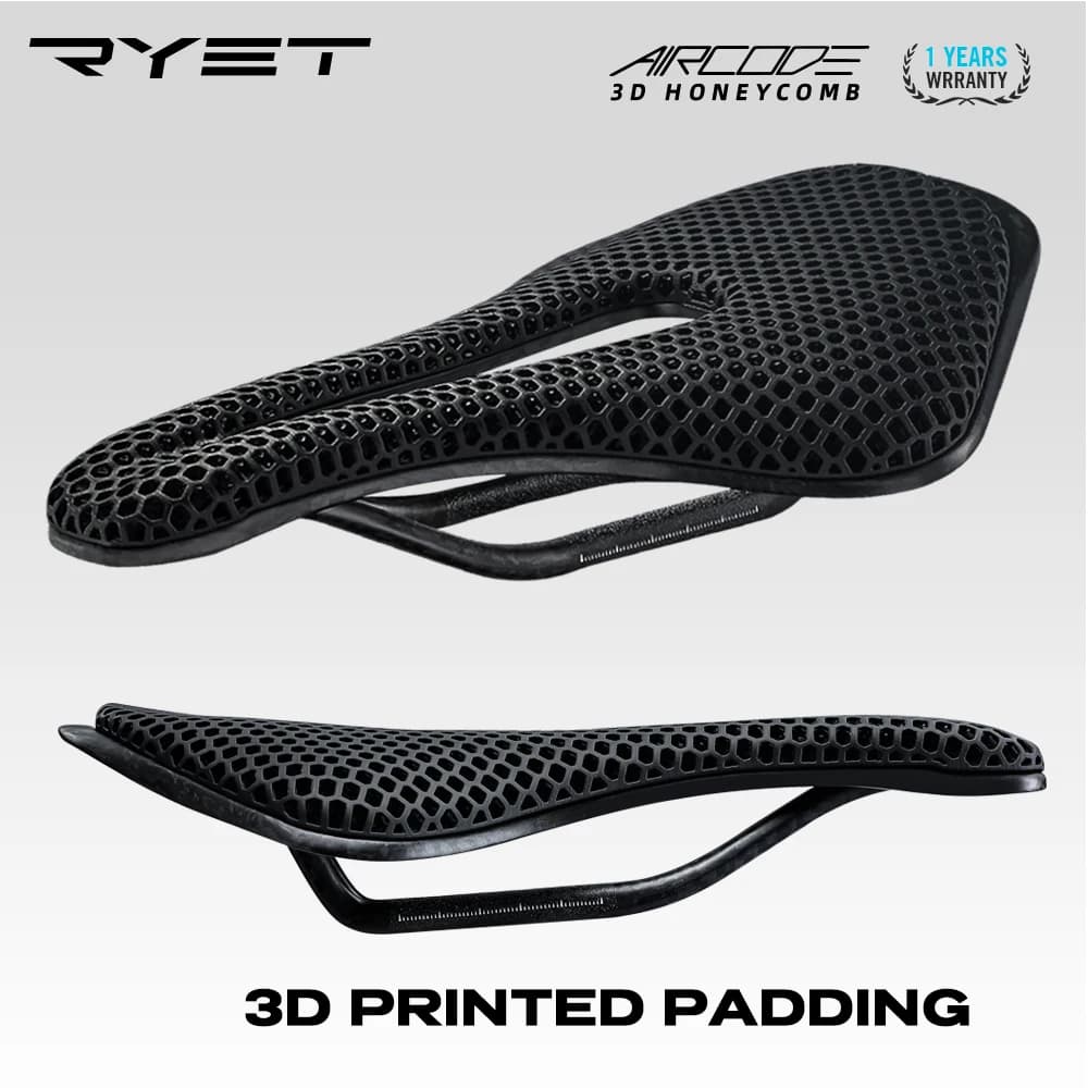 RYET bicycle saddle printed in 3D ultralight carbon fiber comfortable breathable MTB gravel road bike cycling seat parts