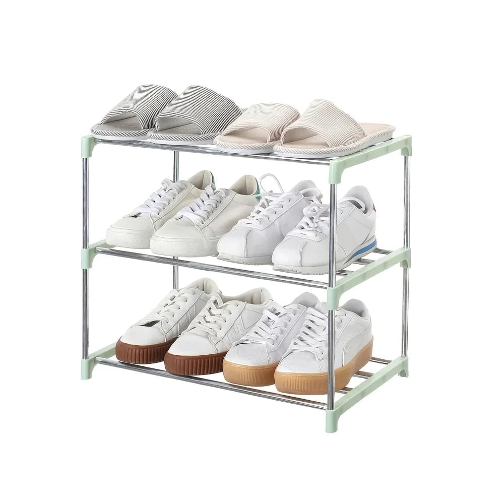 Scarpiera a 3 livelli in metallo con ripiani in plastica - Organizzatore autoportante per ingresso, salvaspazio, per sneakers, mocassini e pantofole