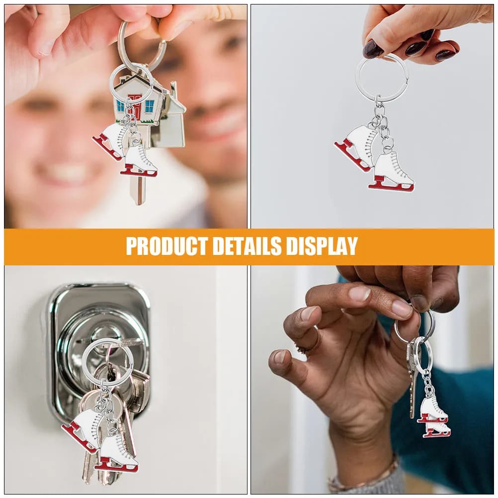 3Pcs Hanging Ice Skates Pendants Fashionable Skating Keychain Sturdy Metal Key Ring for Family Friends Holiday Present