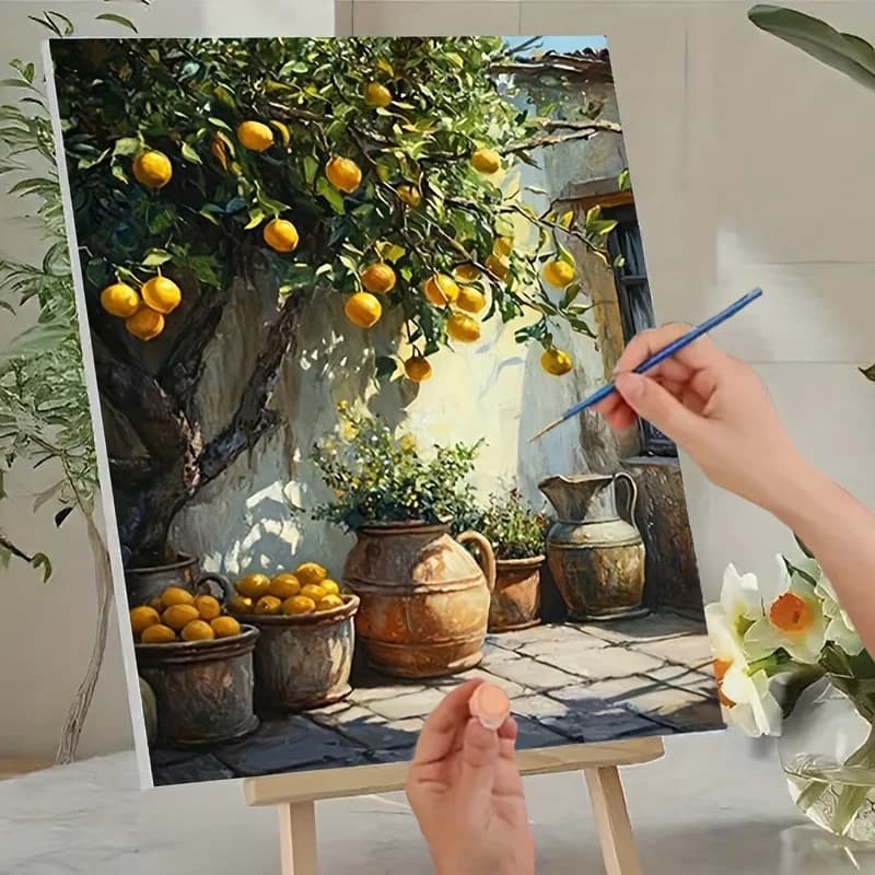 Professional Art Use, 1pc DIY Digital Oil Painting Kit for Adult Beginners - Includes Acrylic Paints, Canvas, 3 Paintbrushes, an