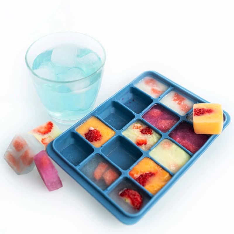 Stampo per vassoio di ghiaccio in silicone 15 per uso domestico con coperchio, scatola per alimenti per bambini, stampo per ghiaccio da bar