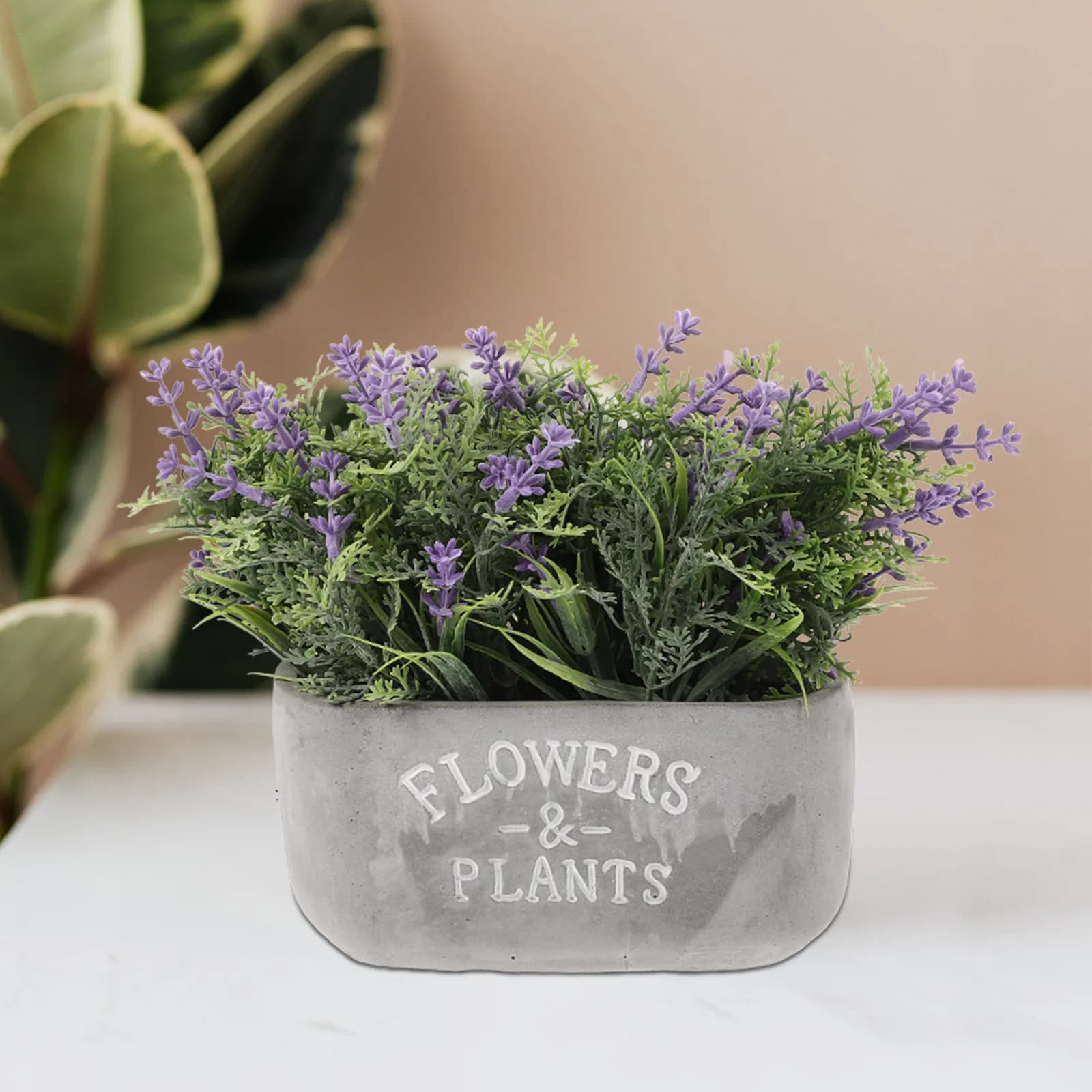 Bonsai di Lavanda Artificiale, Pianta Finta in Vaso per Decorazione Interna ed Esterna, Arredo Casa e Ufficio, Simulazione Realistica
