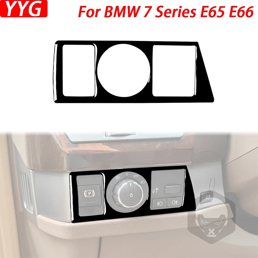 For BMW Series 7 E65 E66 2002-2008 Accessories Auto Piano Black Lighthouse Switch Interior Cover Panel Edit