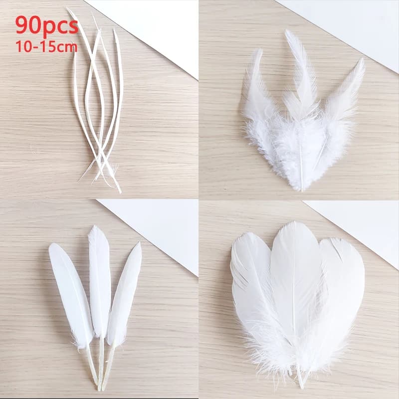 10-15cm White Feathers Bulk 90pcs Trim Long For Crafts Hats Small Large Goose Plumas Accessories Decoration Dreamcatcher Making
