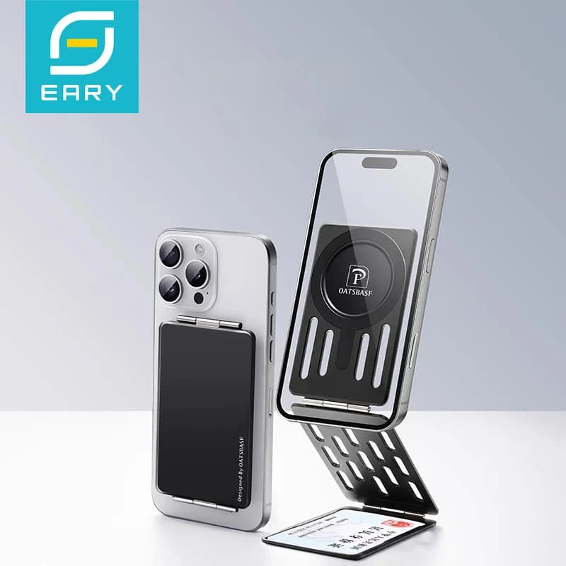 Supporto per telefono pieghevole in metallo Eary per supporto da tavolo Super Magsafe regolabile pieghevole universale per iPhone Samsung Xiaomi
