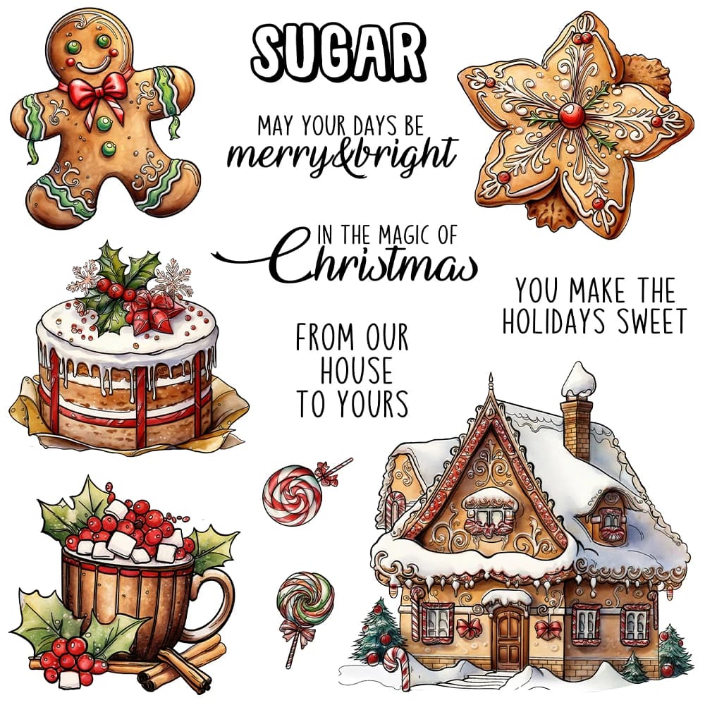 Mangocraft Sweet Cake Natale Gingerbread Man Fustelle Timbro trasparente Scrapbooking fai da te Fustelle in metallo Timbri in silicone per carte