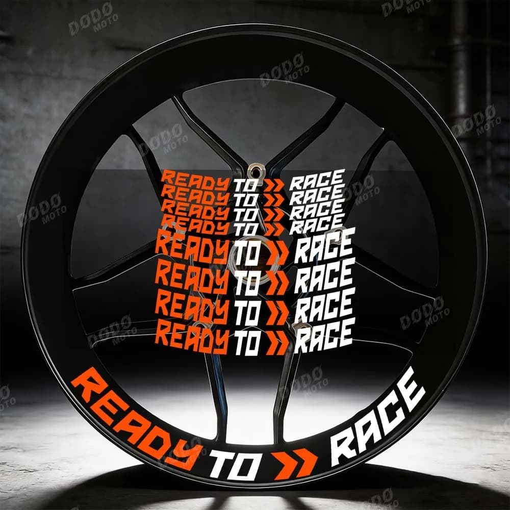 Adesivi Riflettenti Impermeabili per Anelli Interni Pneumatici Moto da 17 Pollici "Ready To Race" per R2R 390 125 RC 690 790 990 890 1290
